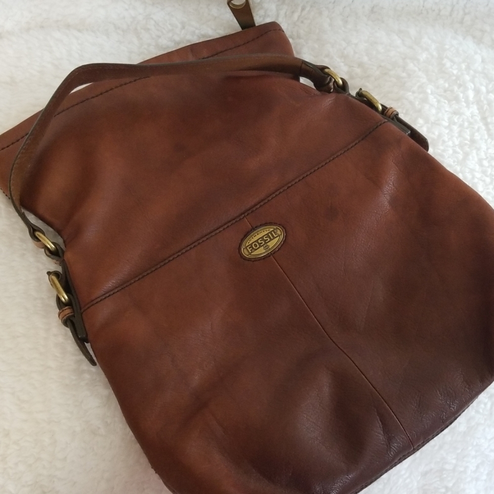 CLOSING SALE Y2K Fossil Leather Satchel Bag Key Fob Charm